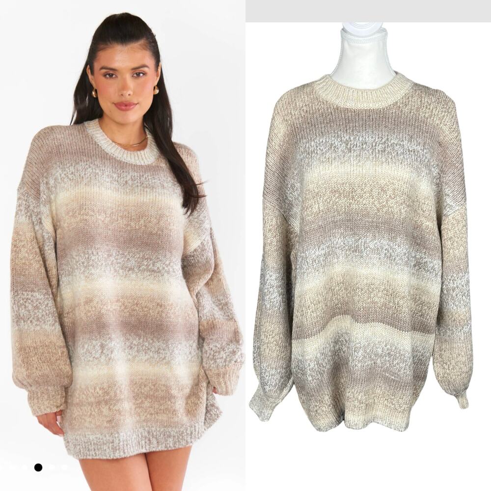 SHOW ME YOUR MUMU Tunic Small Ombre Brown Timmy Crew Oversized Cute Cozy